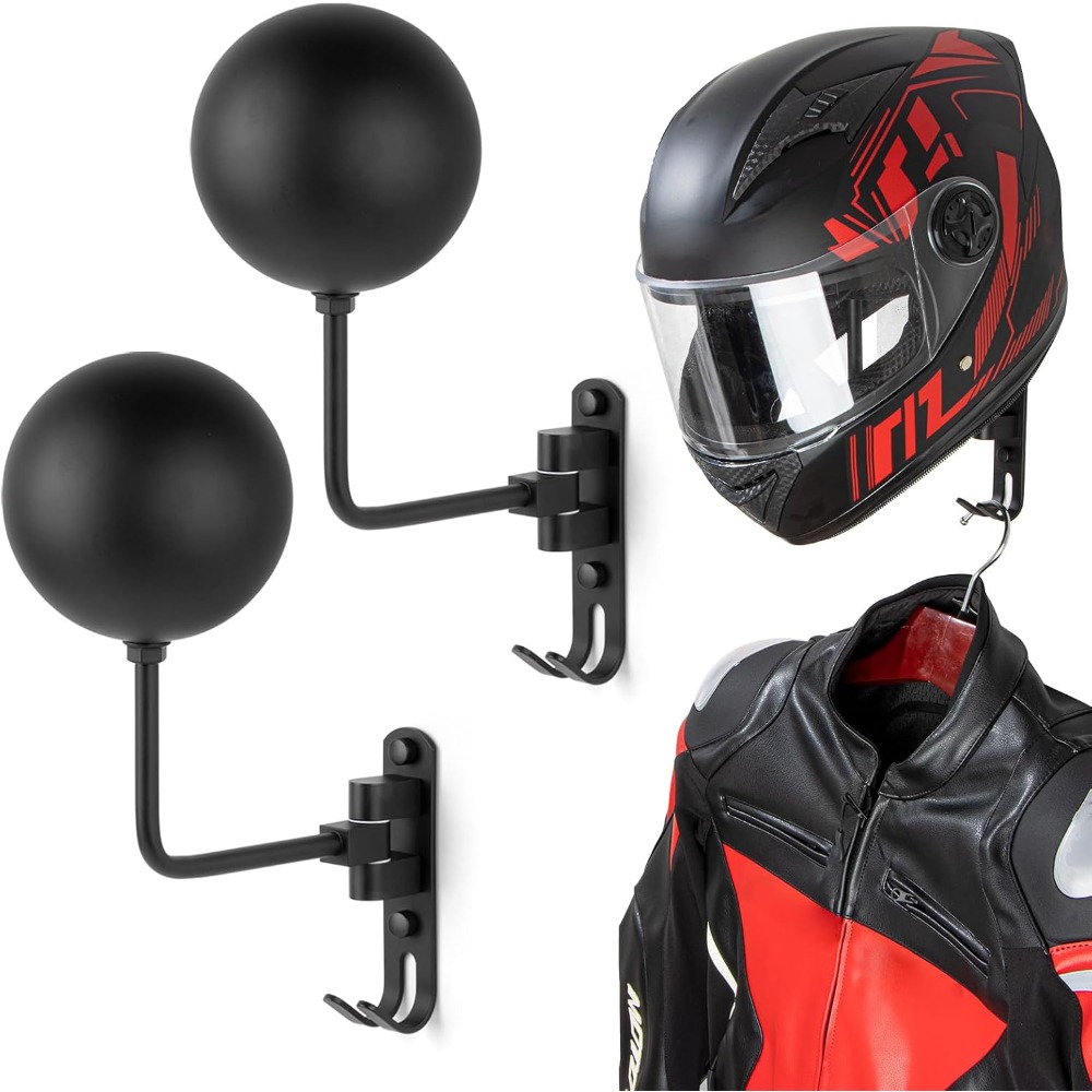 Motorcycle Gear Hanger - 180° Rotating Wall Mount Motorcycle Helmet