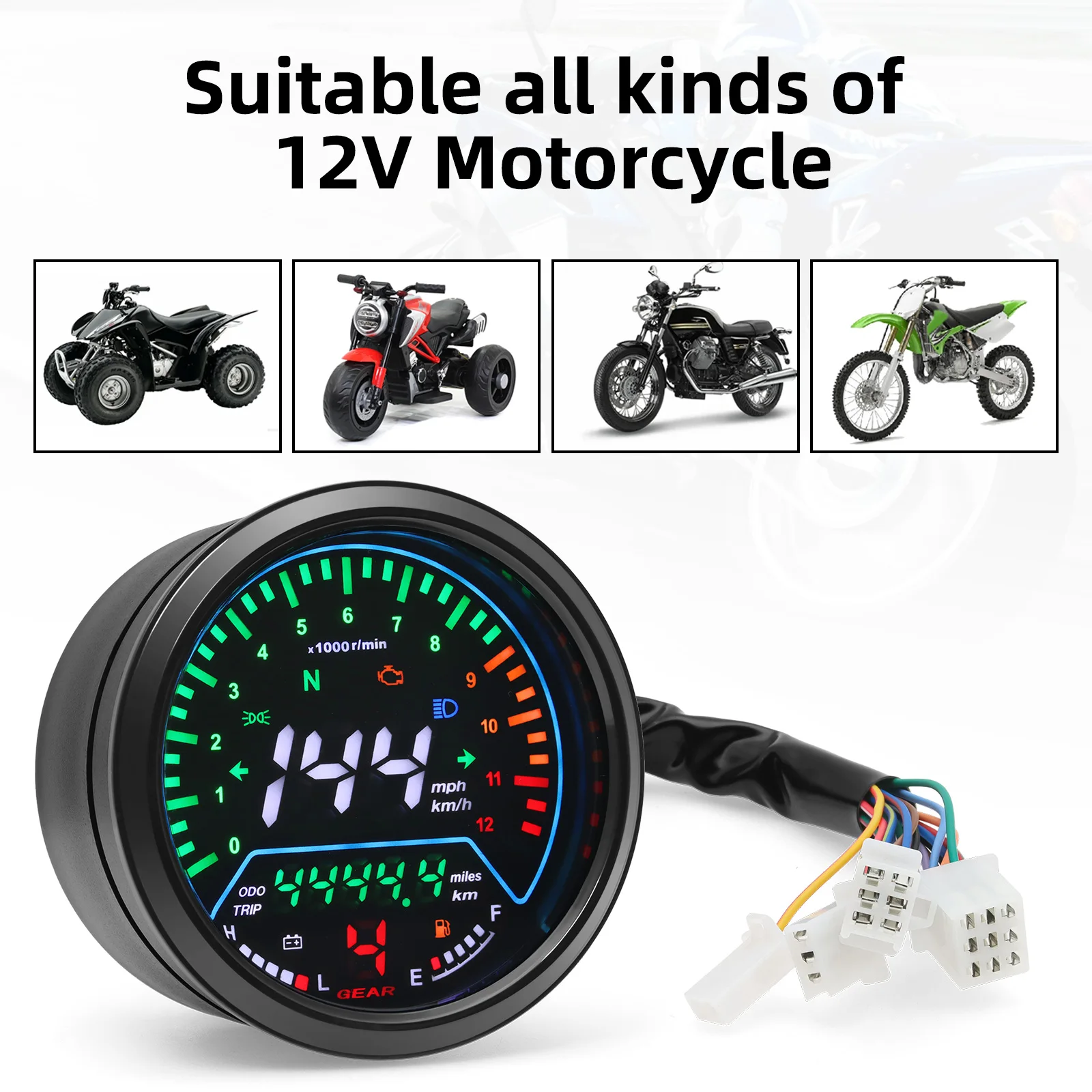 Motorcycle Gear Brands - Universal Motorcycle Speedometer Backlight Indicator with