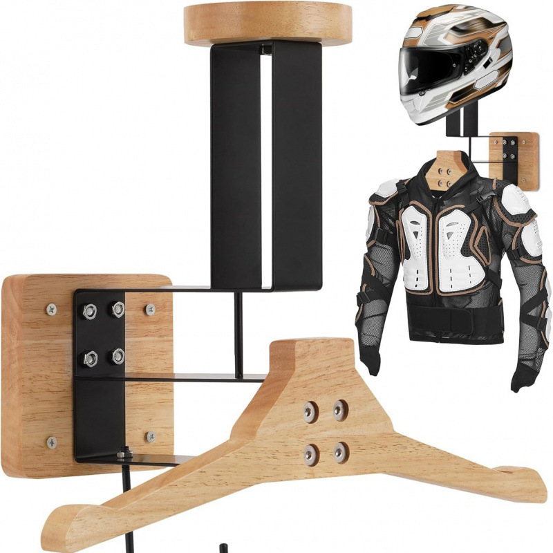 Wooden Motorcycle Helmet And C - Motorcycle Gear Hanger review and price
