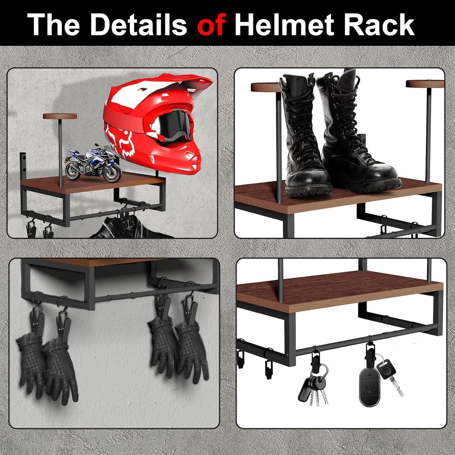 Wooden Motorcycle Helmet Wall  - Motorcycle Gear Hanger review and price